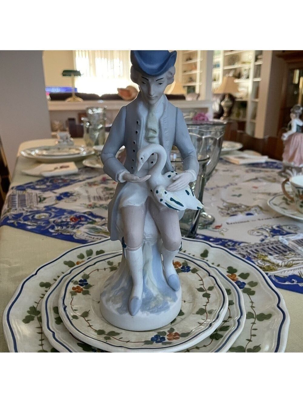 Vintage Palessi of Spain Vintage Porcelain Gentleman with Swan Figurine